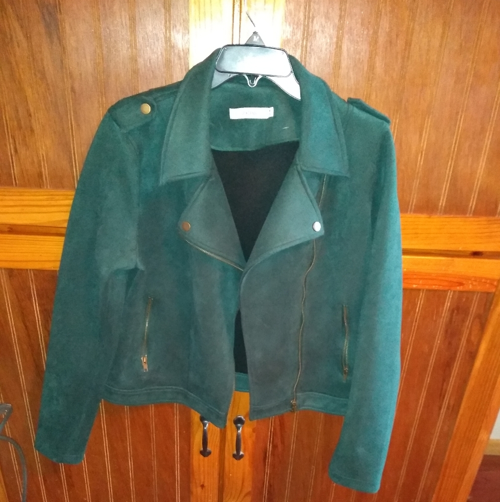 Just Fab green moto jacket